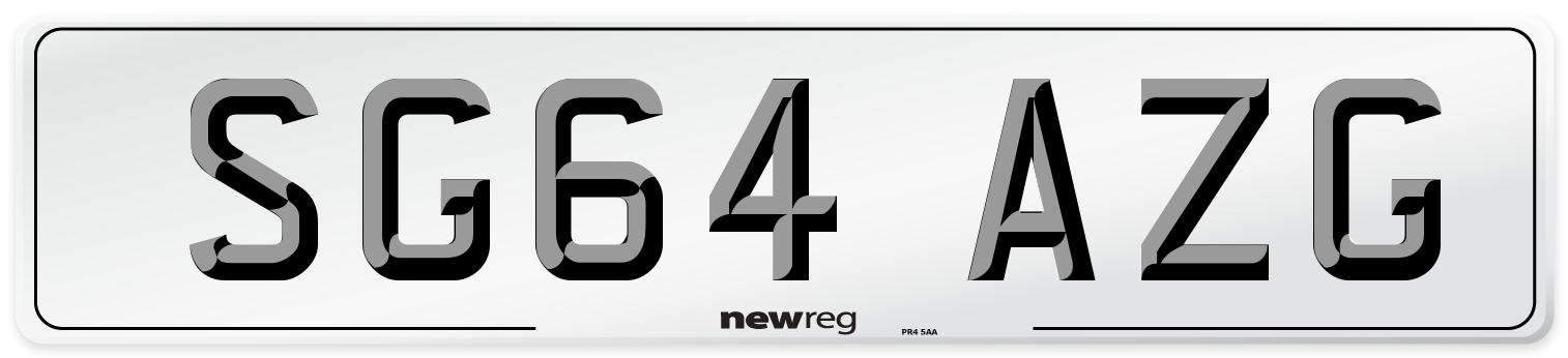 SG64 AZG Number Plate from New Reg